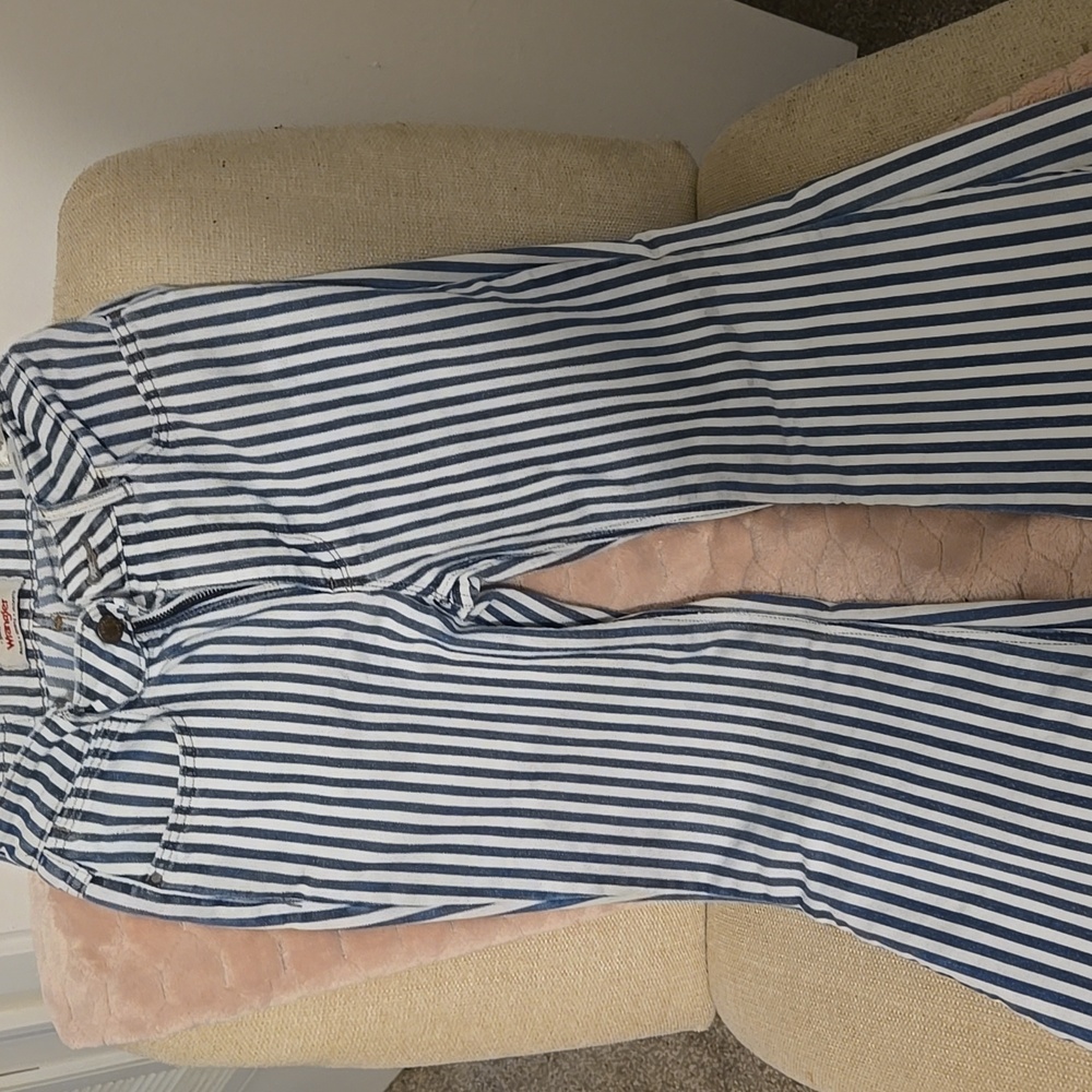 Wrangler Blue and White Striped Flare Jeans